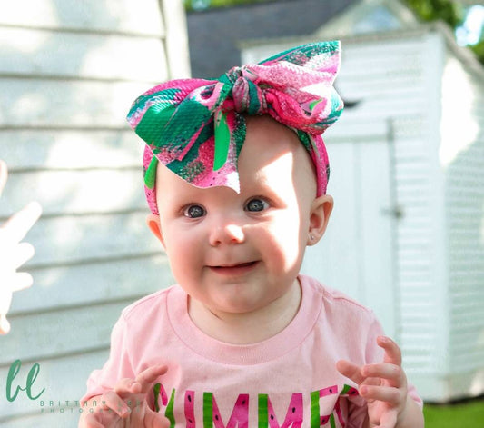 Watermelon paintstroke Bow Baby Headbands, Watermelon Bows, Girl Hair Bows, knot bow, Big Bows, headbands, baby girl bows, newborn girl gift