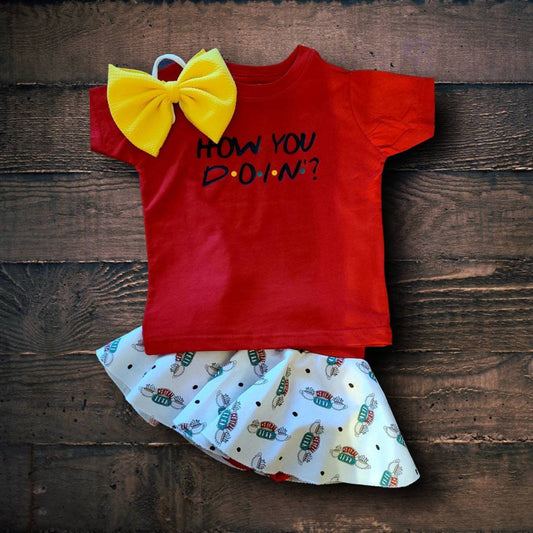 How You Doin', Friends Inspired Baby and Toddler Bummies | Headwrap Bows | Baby Bloomers | Toddler Skirt Matching Bow | Diaper Cover