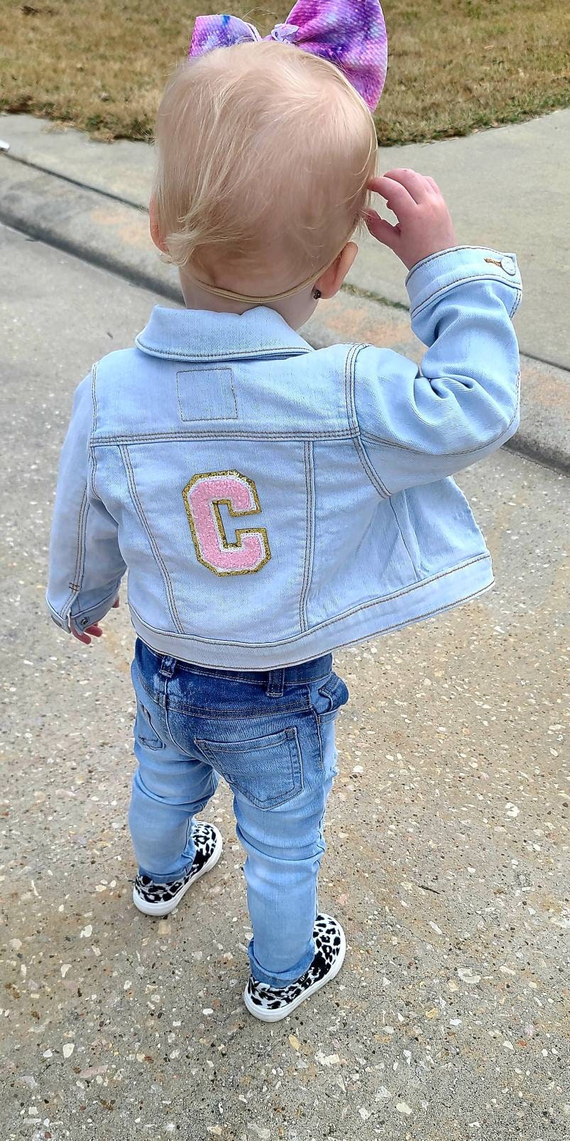 chanelle letter initial denim jacket