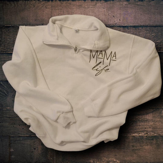 MaMa life sweater, new mom sweater, quarter zip sweatshirt, mom sweatshirt, weekend sweatshirt