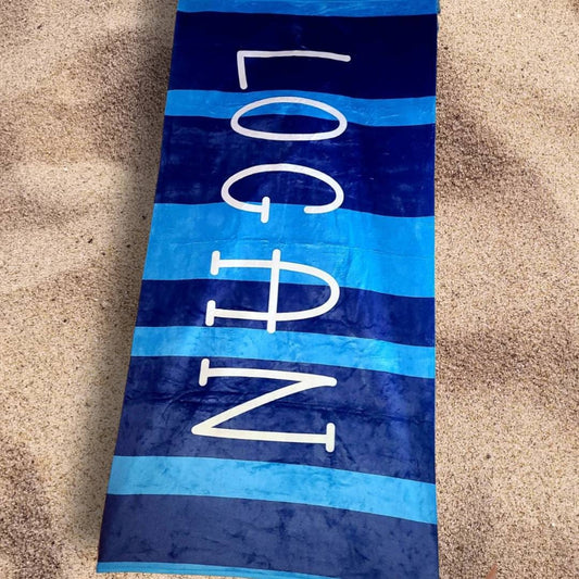 Personalized beach towel, kids beach towel, blue beach towel, striped beach towels