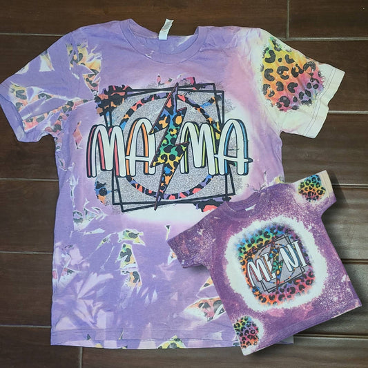 Mama/mini Lisa frank set, Lisa frank shirt, 80 baby tee, rainbow cheetah