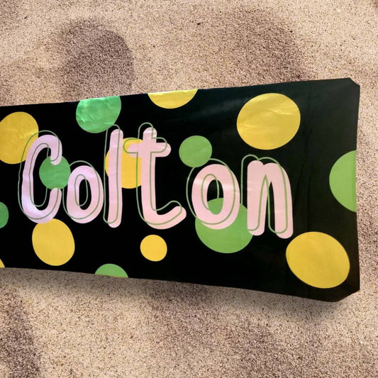 Personalized beach towel, kids beach towel, boys beach towel, polkadot beach towels