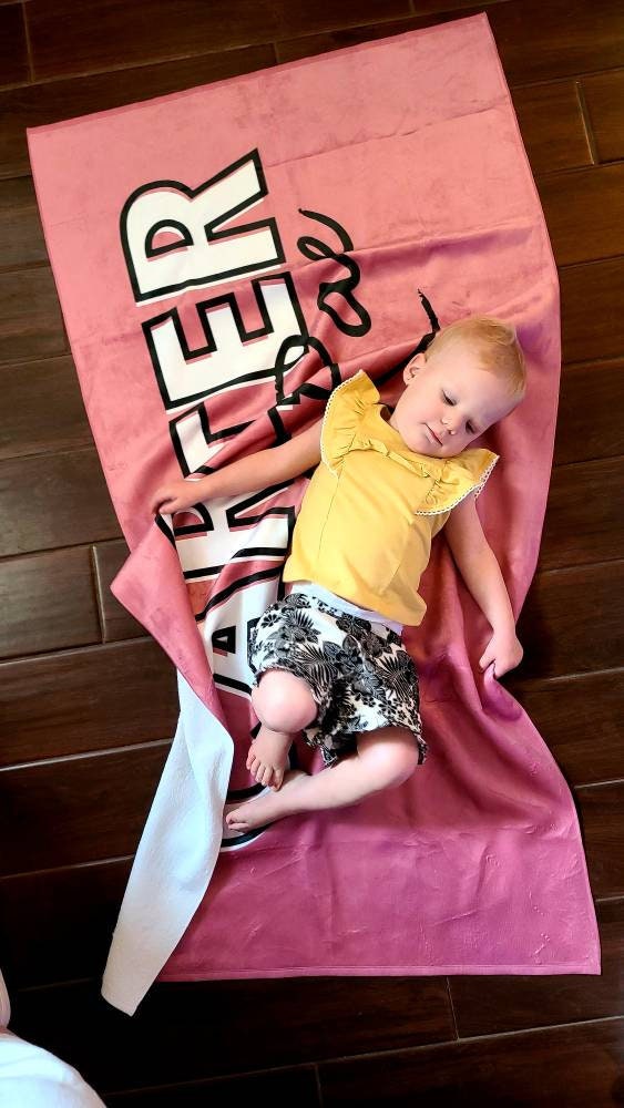 Personalized beach towel, kids beach towel, girls beach towel, pink beach towels