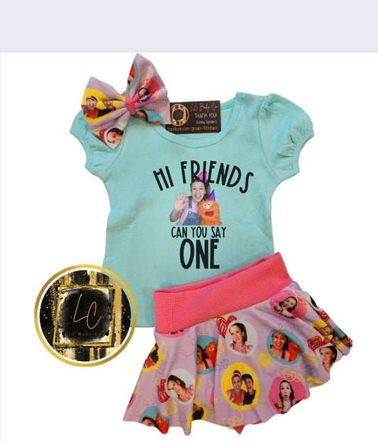 Can you say ONE Songs for littles Birthday complete outfit, Ms Rachel birthday, Girls birthday shirt, Ms. Rachel Birthday shirt, HI FRIENDS
