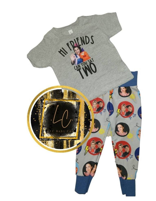 Can you say TWO Songs for littles Birthday complete outfit, Ms Rachel birthday, boys birthday shirt, Ms. Rachel Birthday shirt, HI FRIENDS